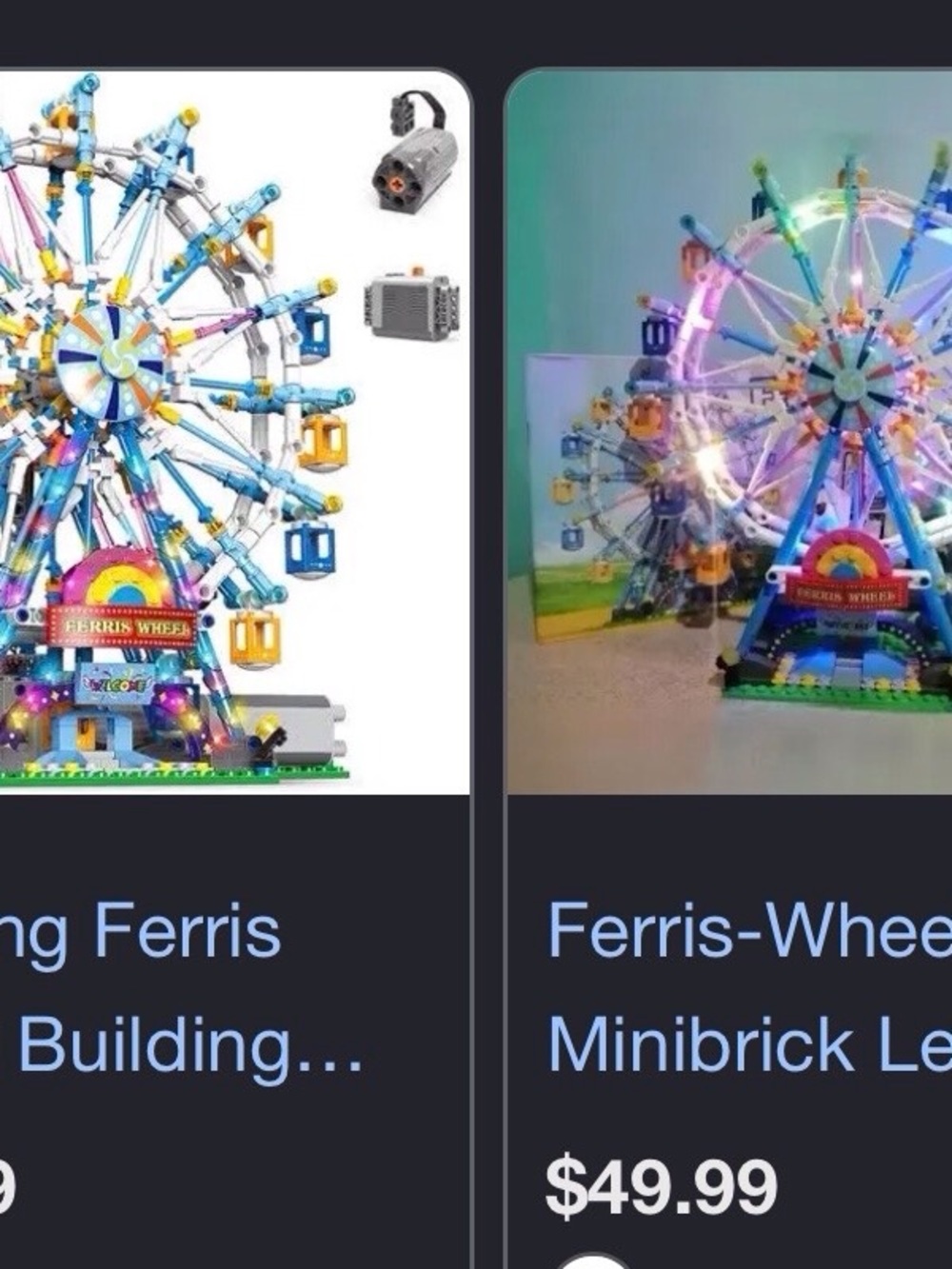 Colorful Ferris Wheel Building Set with LED Lights - Kids Construction Toy